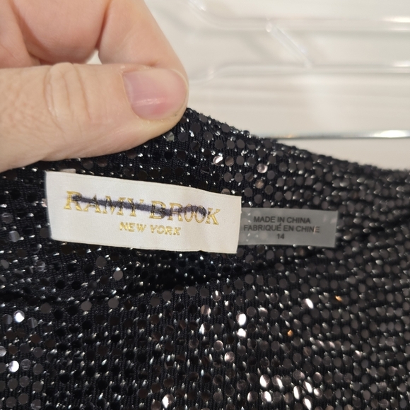 NWOT Ramy Brook Gavin Metallic Wide Leg Pant Black 14 - Picture 9 of 11